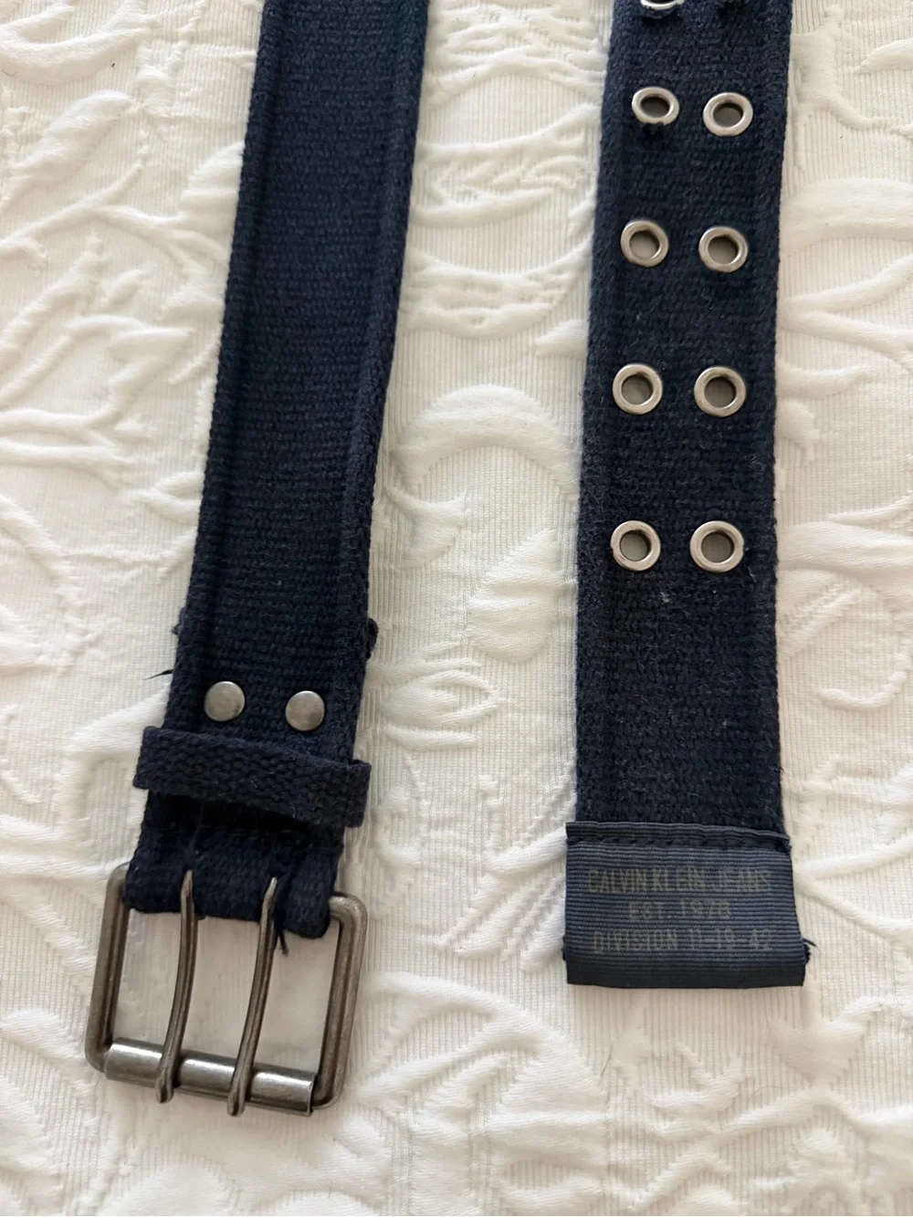 Calvin Klein Jeans Navy Belt Canvas Grommet Utility Grunge